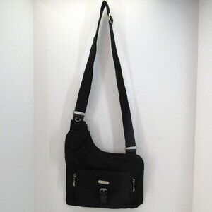 Baggallini Black Angled Crossbody Bag Interior/Exterior Pockets Nylon Strap